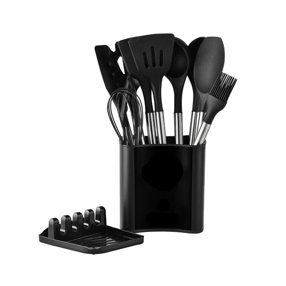 13-Piece Silicone Kitchen Utensil Set with Holder – Non-Scratch Heat Resistant Cooking Tools - Image 3
