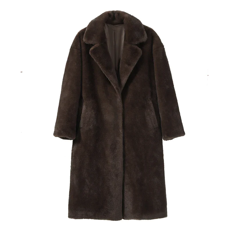 Carmen Brown Luxe Faux Fur Long Coat – Elegant Outerwear - Image 4