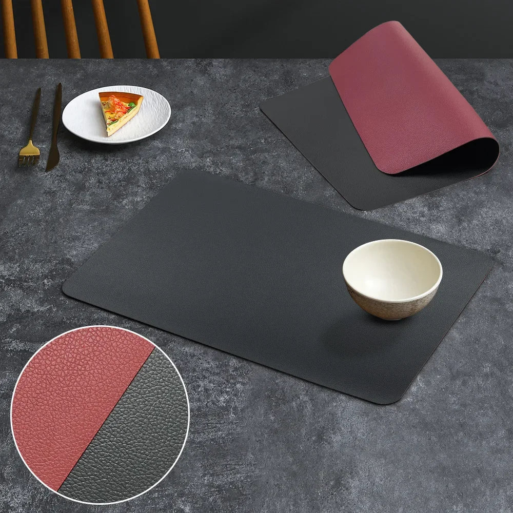 Double-Sided Faux Leather Placemats Set – Waterproof, Heat-Resistant Table Mats for Dining, Kitchen & Outdoor Use - Image 10