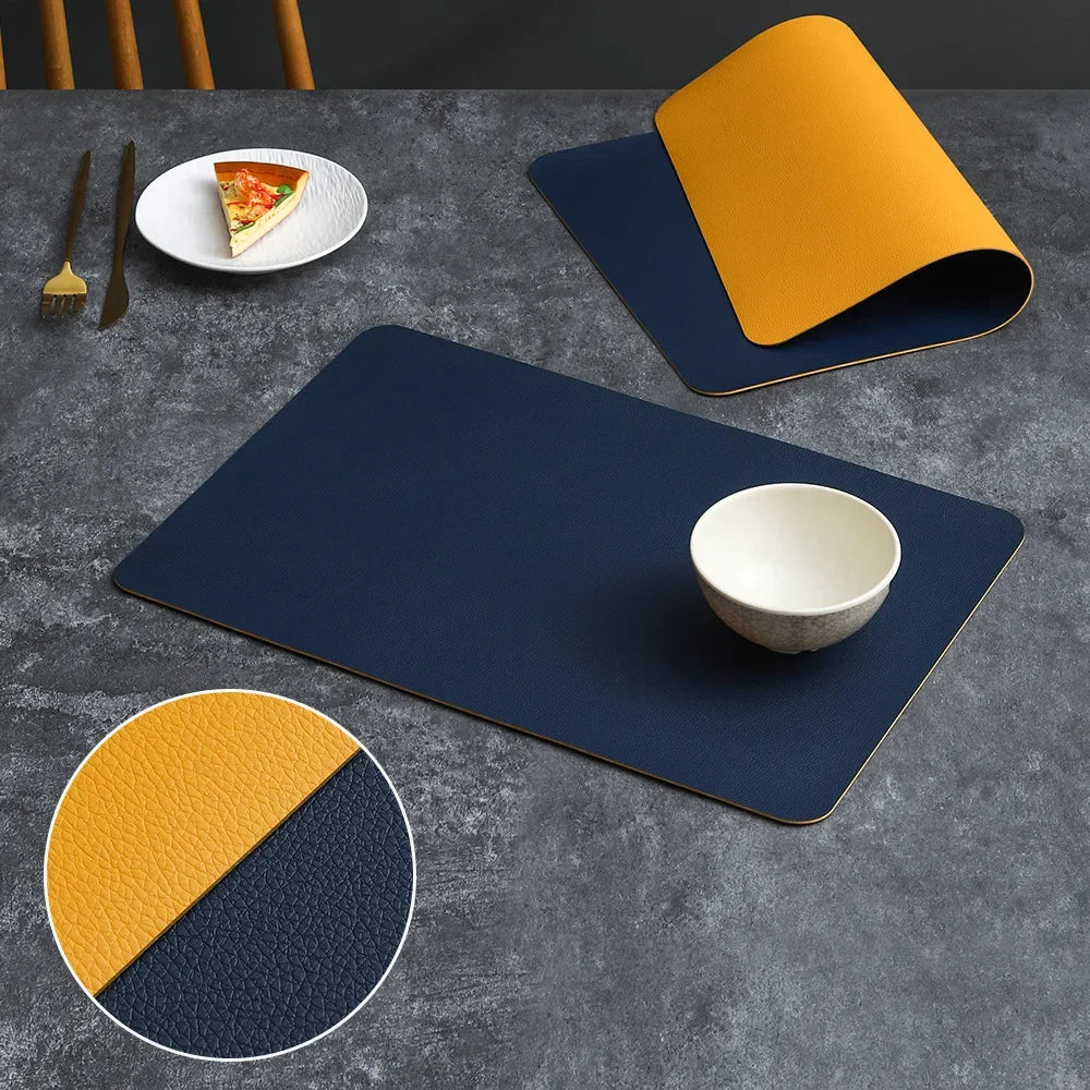Double-Sided Faux Leather Placemats Set – Waterproof, Heat-Resistant Table Mats for Dining, Kitchen & Outdoor Use - Image 3