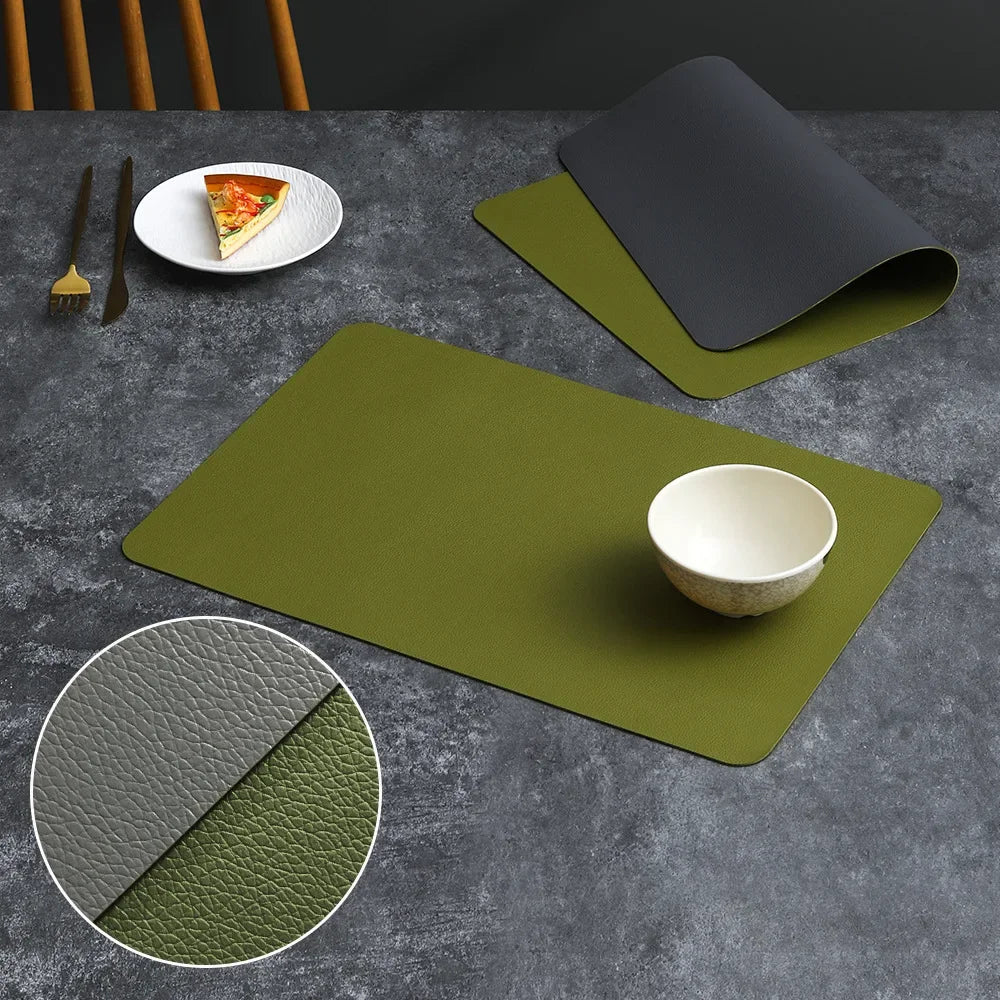 Double-Sided Faux Leather Placemats Set – Waterproof, Heat-Resistant Table Mats for Dining, Kitchen & Outdoor Use - Image 4