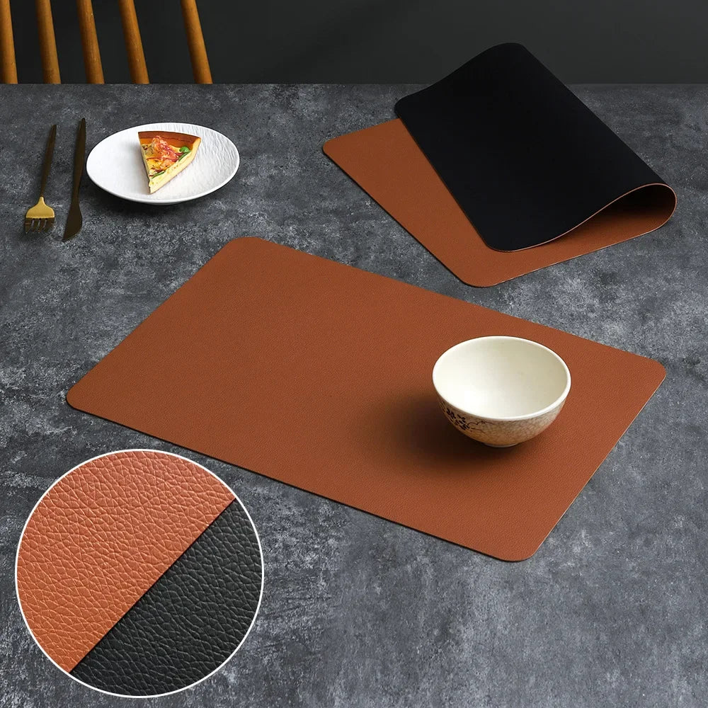 Double-Sided Faux Leather Placemats Set – Waterproof, Heat-Resistant Table Mats for Dining, Kitchen & Outdoor Use - Image 5