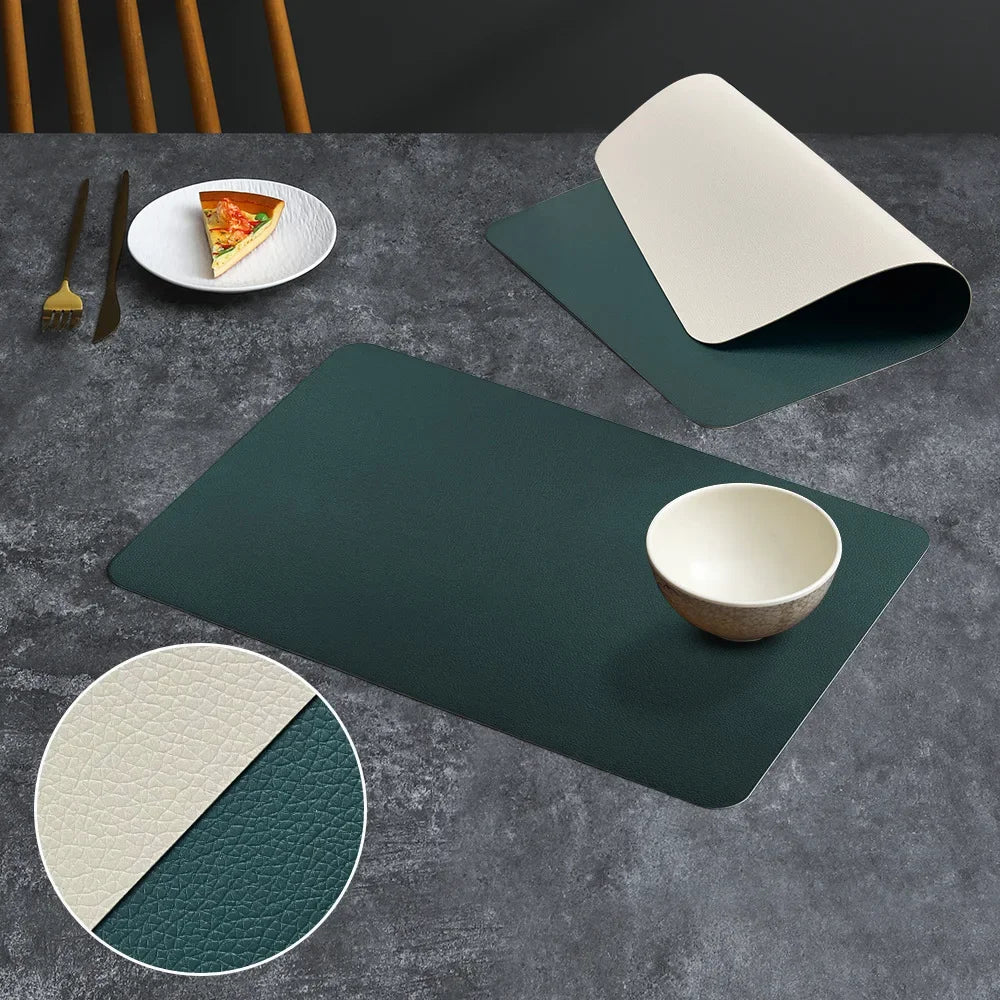 Double-Sided Faux Leather Placemats Set – Waterproof, Heat-Resistant Table Mats for Dining, Kitchen & Outdoor Use - Image 6