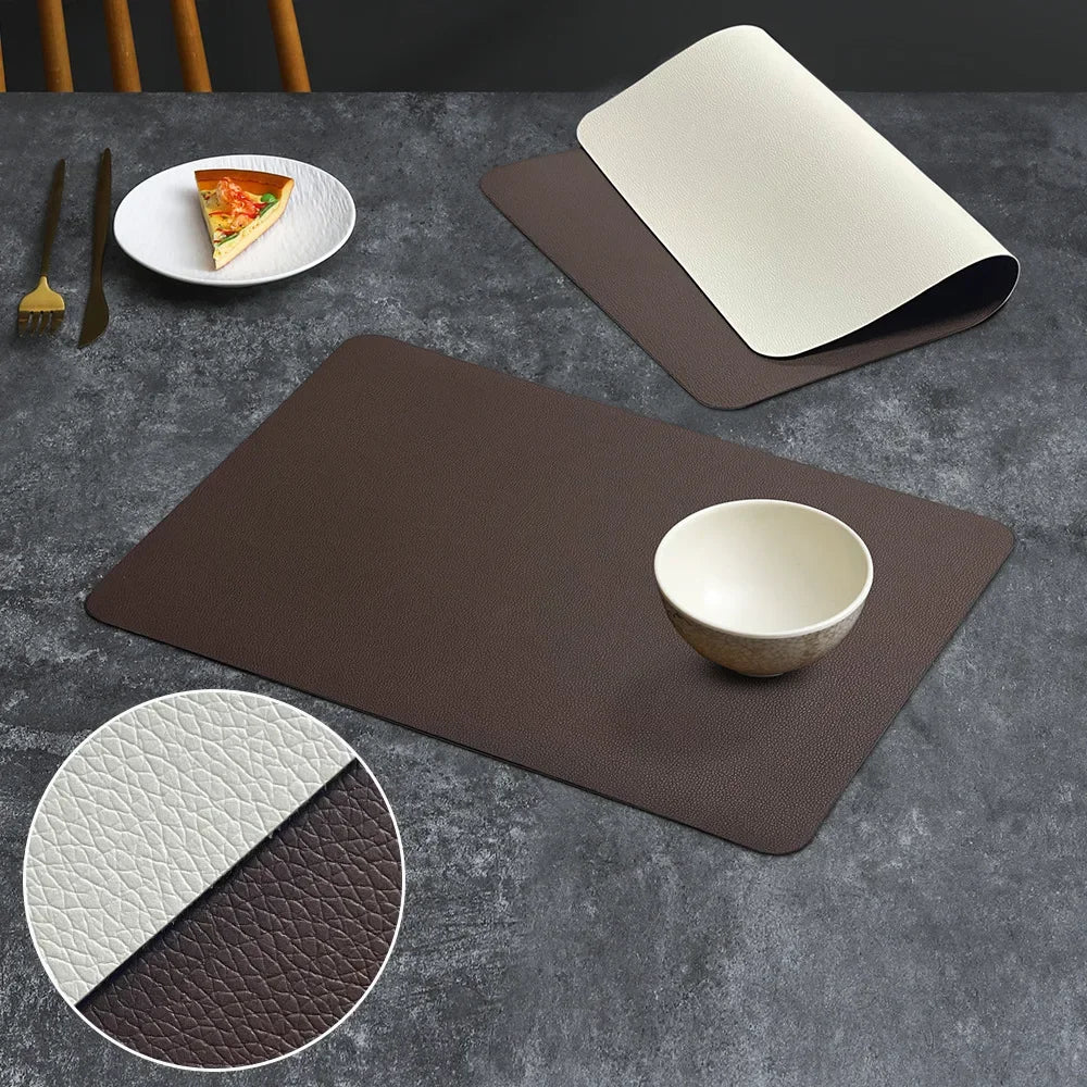Double-Sided Faux Leather Placemats Set – Waterproof, Heat-Resistant Table Mats for Dining, Kitchen & Outdoor Use - Image 9