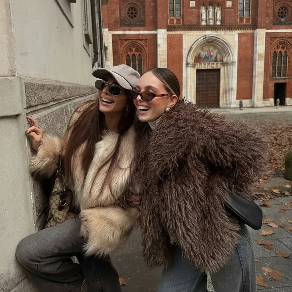 Elarra Faux Fur Shaggy Jacket – Women’s Oversized Mongolian Style Coat for Autumn Winter Outfits - Image 5