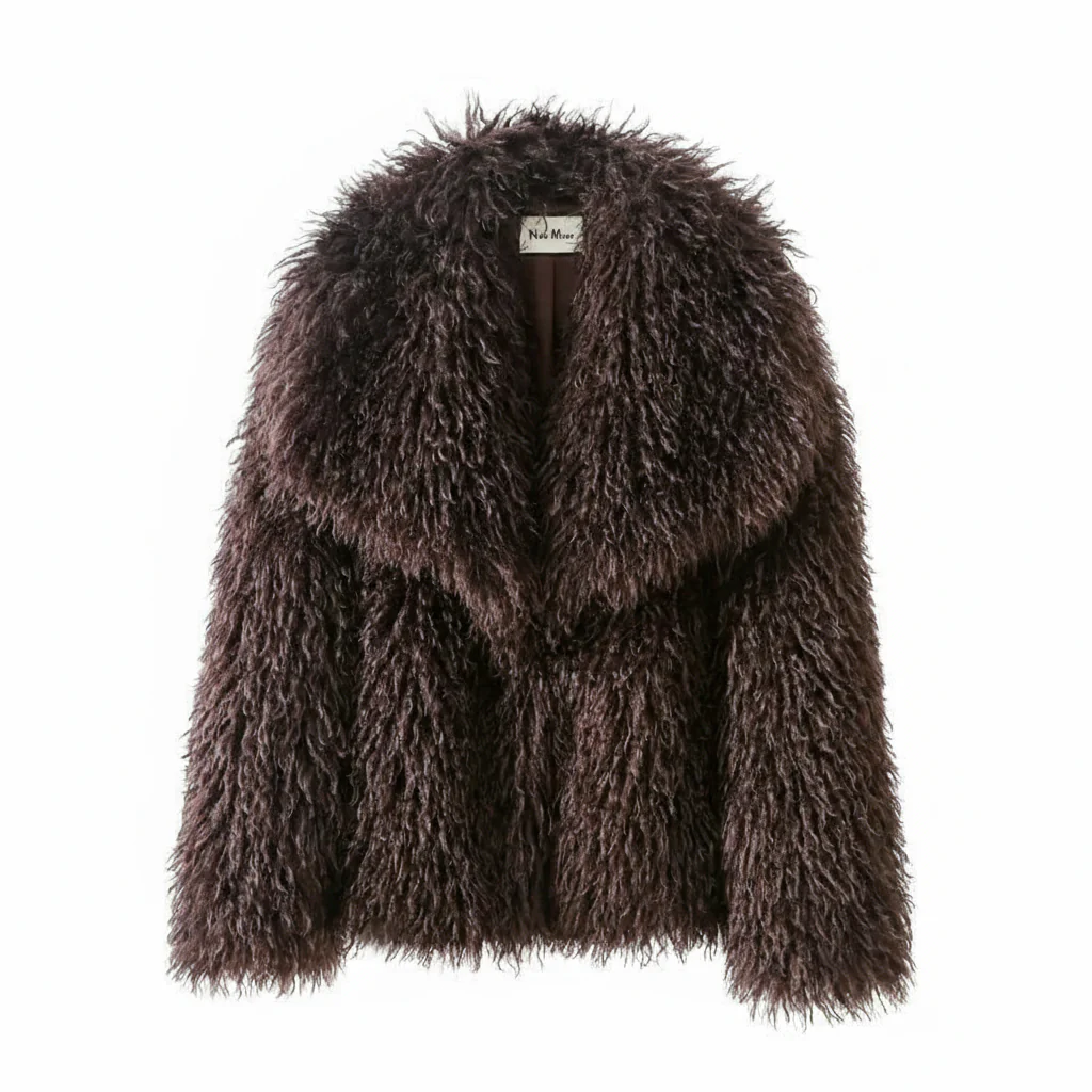 Elarra Faux Fur Shaggy Jacket – Women’s Oversized Mongolian Style Coat for Autumn Winter Outfits - Image 7