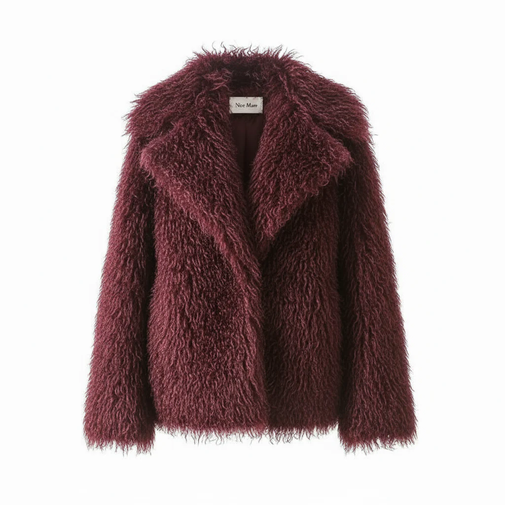 Elarra Faux Fur Shaggy Jacket – Women’s Oversized Mongolian Style Coat for Autumn Winter Outfits - Image 8