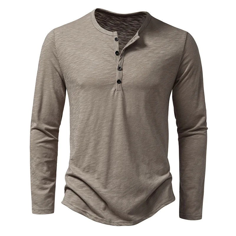 Henley Men’s Long Sleeve Button Neck Top – Casual Men’s Long Sleeve T Shirt Style Shirt - Image 3