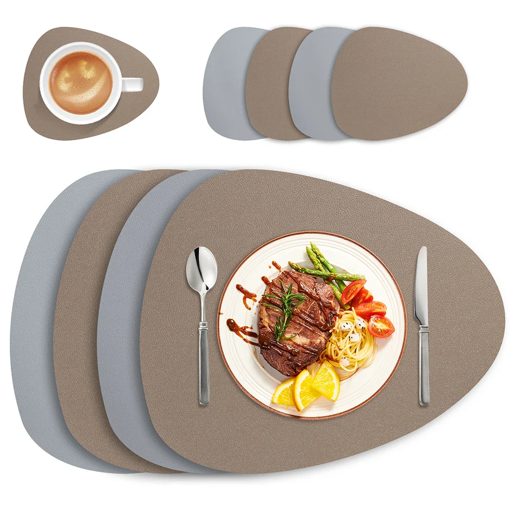Double-Sided Faux Leather Placemats and Coasters Set – Wipe Clean Heat Resistant Dining Table Mats - Image 5