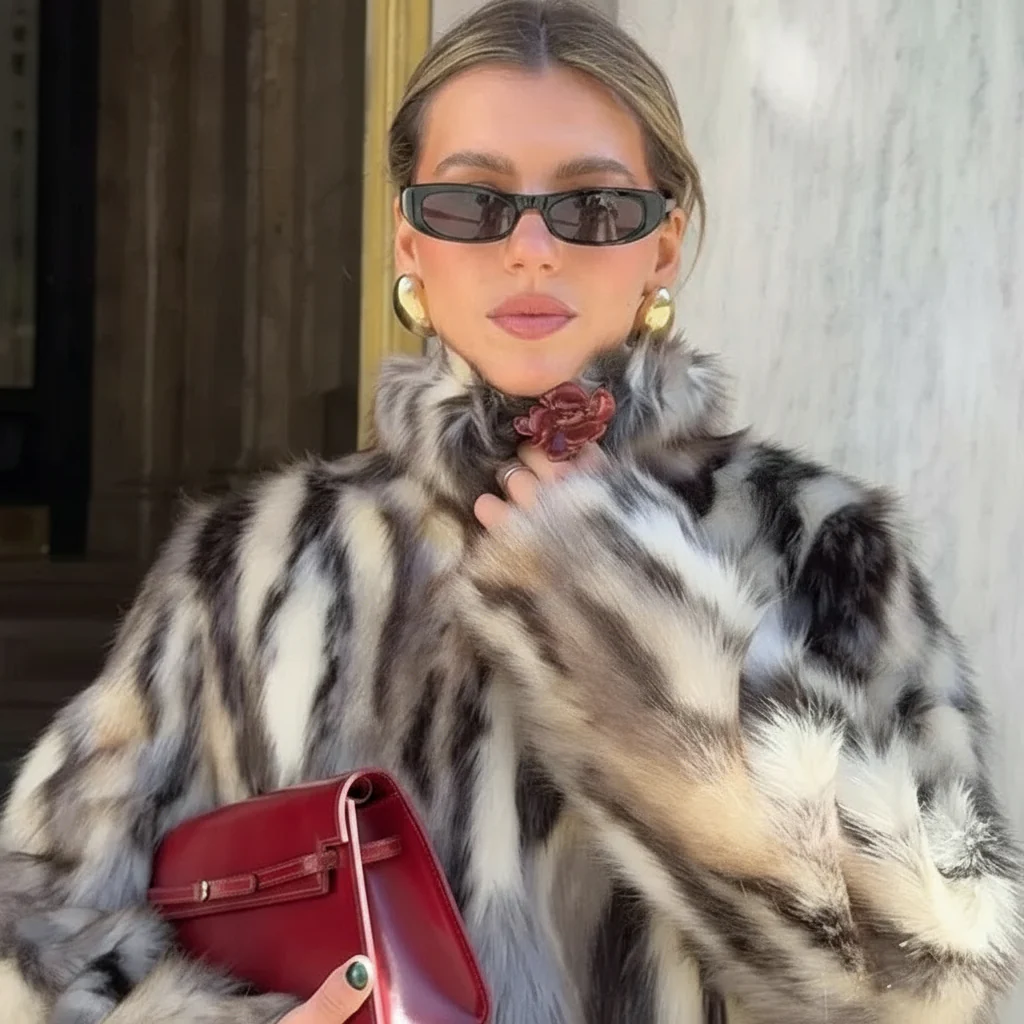 Novella Fur Faux Fur Zebra Print Coat – Statement Animal Print Faux Fur Jacket for Women - Image 4