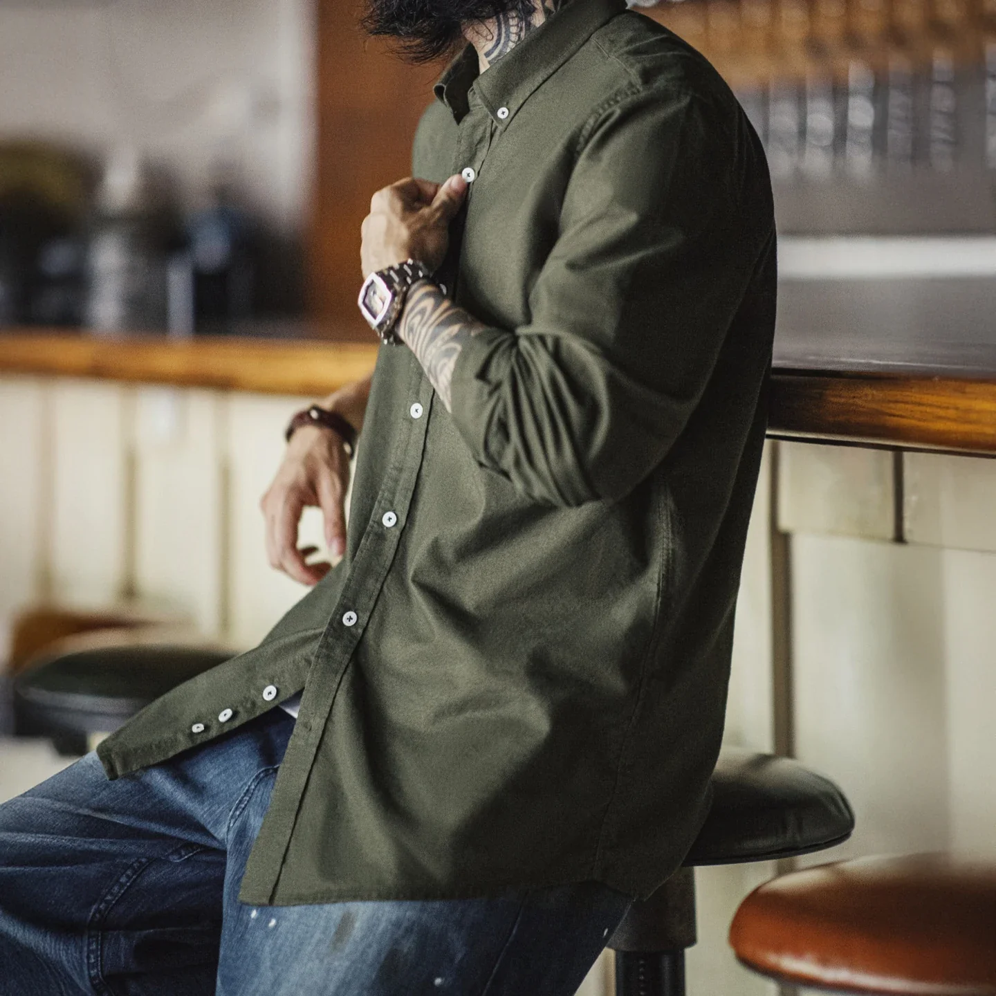 Redford Men’s Long Sleeve Oxford Shirt – 100% Cotton Brushed Casual Button Down Shirt - Image 4