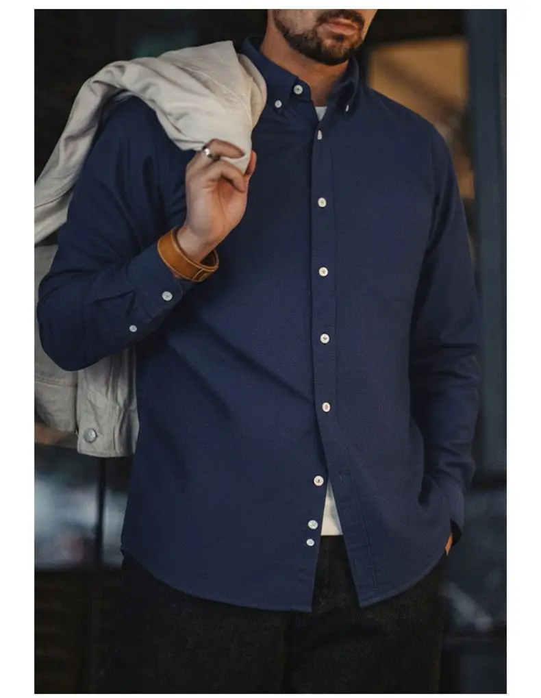 Redford Men’s Long Sleeve Oxford Shirt – 100% Cotton Brushed Casual Button Down Shirt - Image 7