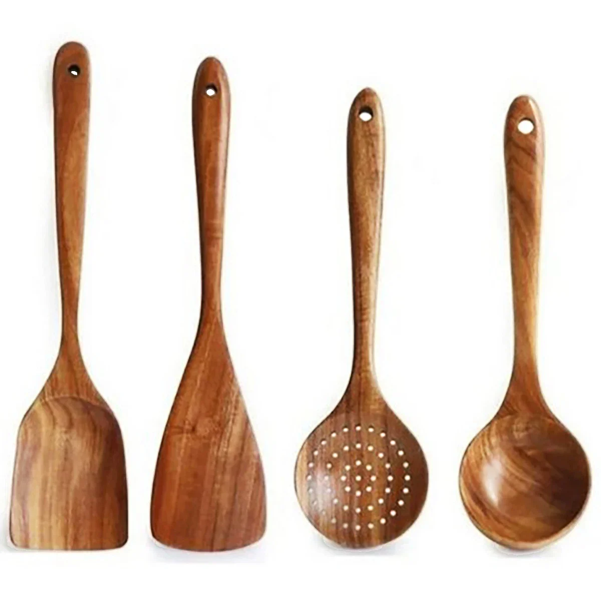 Rustic Wooden Kitchen Utensil Set – Eco-Friendly Cooking Spoons, Spatulas & Ladles for Nonstick Cookware - Image 3