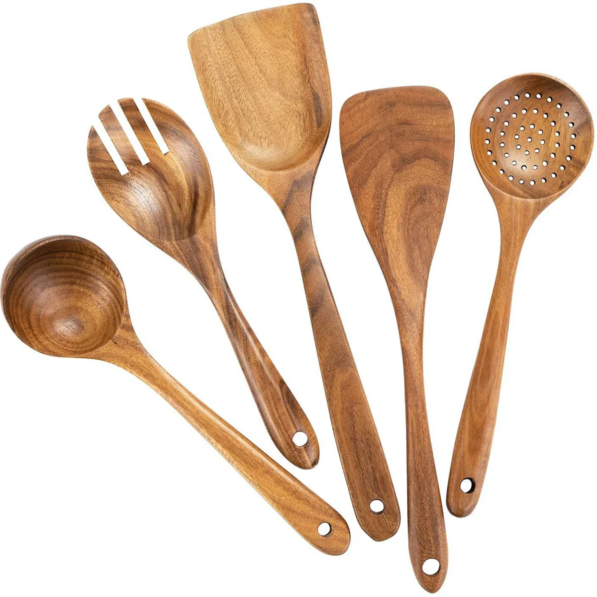 Rustic Wooden Kitchen Utensil Set – Eco-Friendly Cooking Spoons, Spatulas & Ladles for Nonstick Cookware - Image 6