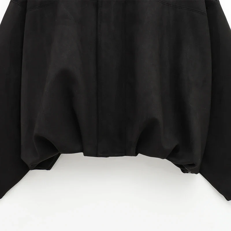 Sarvenna Faux Suede Balloon Bomber Jacket – Women’s Oversized Jacket in Black, Claret, Mocha & Khaki - Image 23